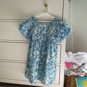 Janie and Jack Blue Palm Leaves Print Dress Size 7